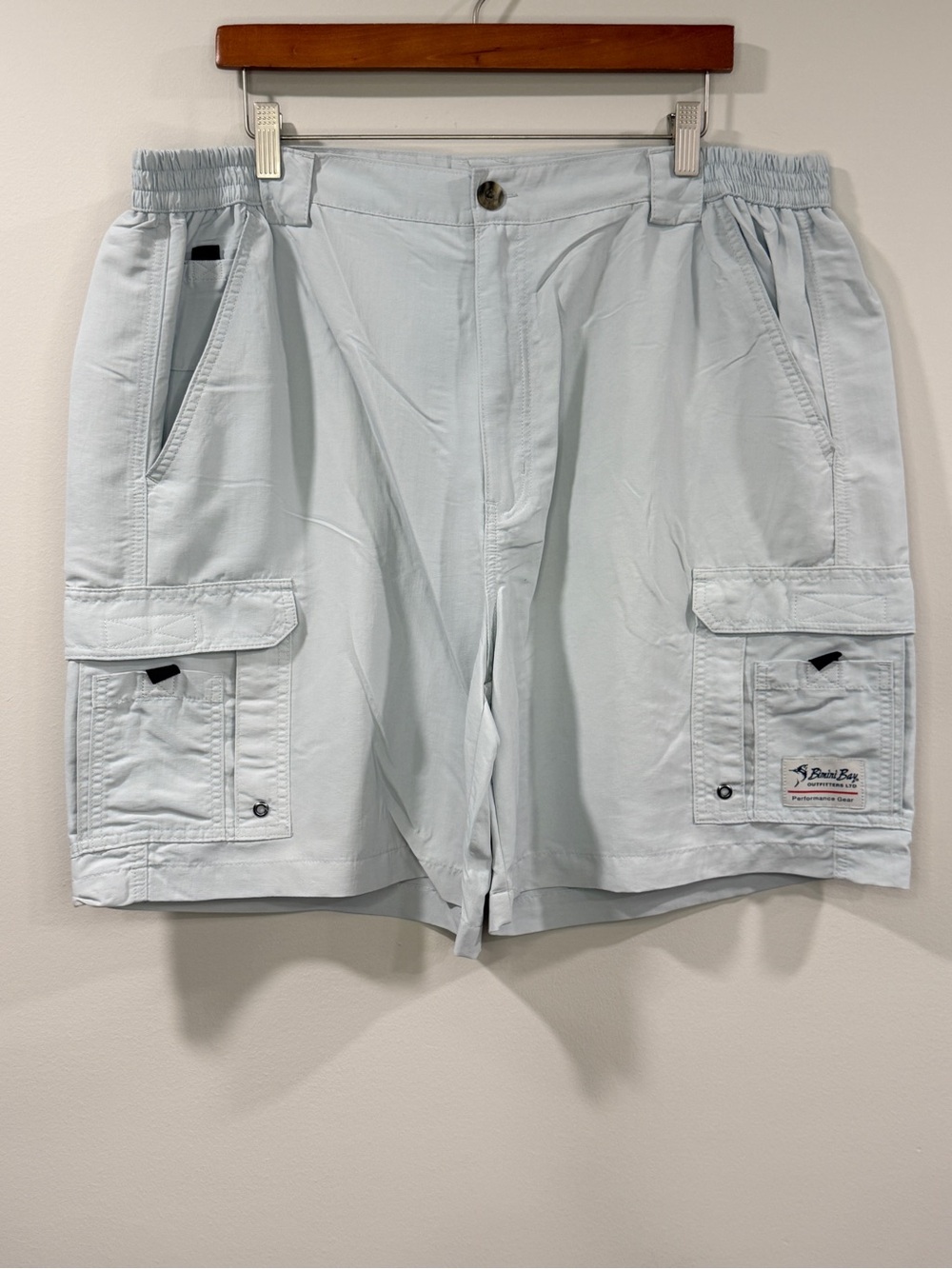 Bimini Bay Mens Light Gray Performance Cargo Shorts with Patch Pocket Size 44
